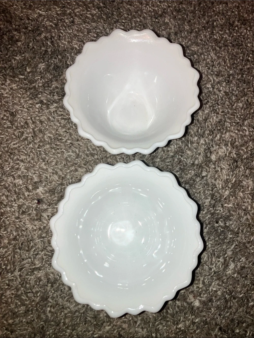 Indiana Glass Wild Rose White Leaf Relief Bowls - Set of 2 Milk Glass